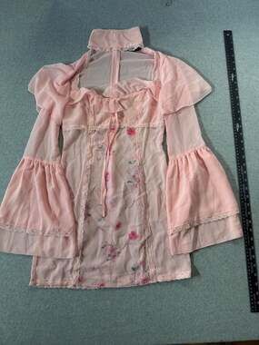 Finesse Pink Floral Chiffon Bell Sleeve Mini Dress